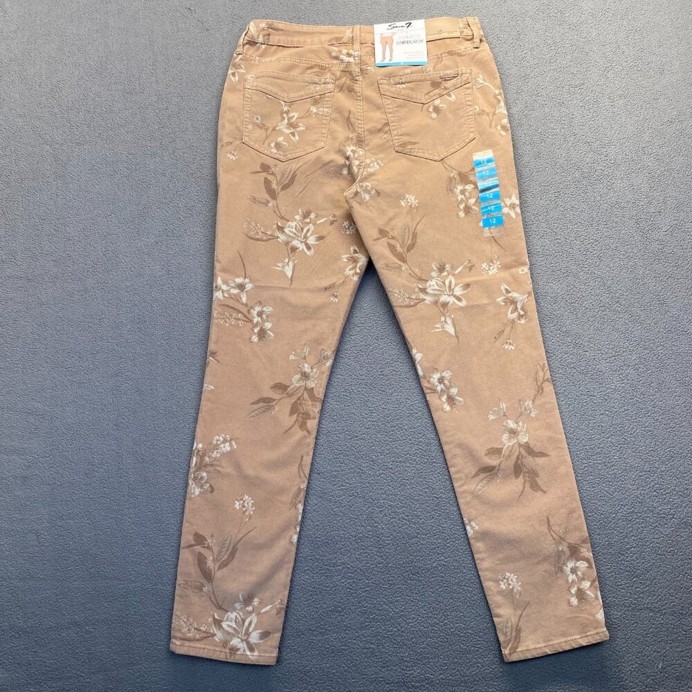 Seven 7 Women's‎ Floral Print Corduroy Pants,Size 12,Hight Rise,Skinny,Stretch - Picture 2 of 13